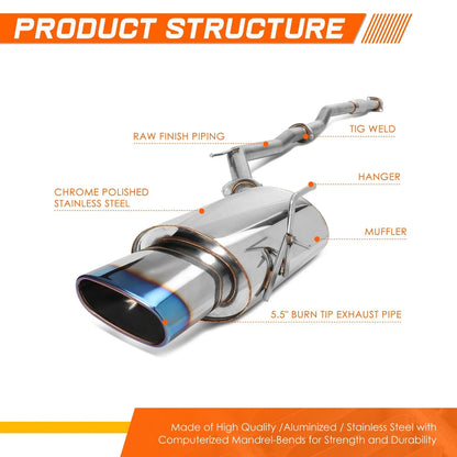 Burnt Muffler Tip Catback Exhaust System for Nissan Altima 2002–2006