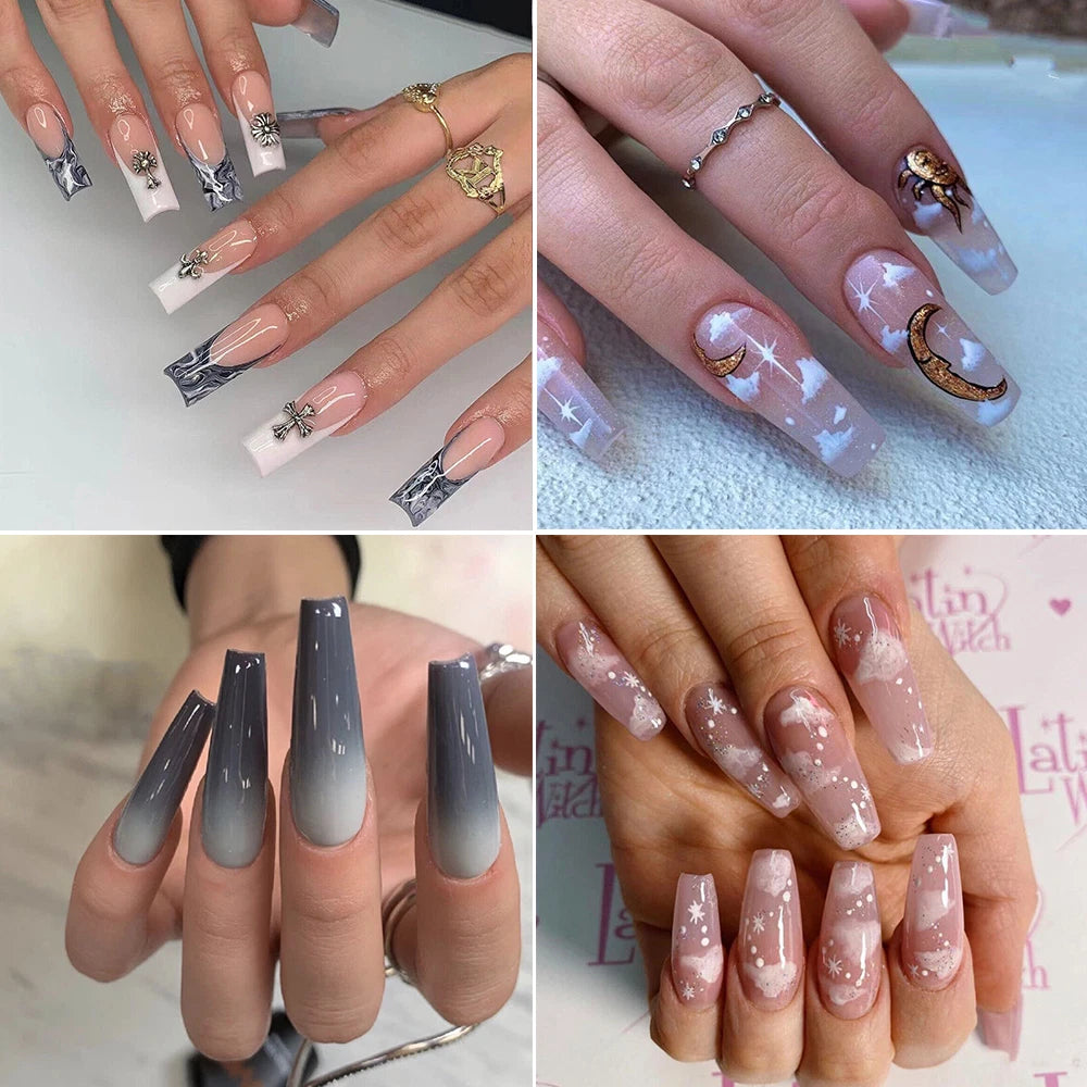 100 Pcs Long Square French Coffin Nail Tips Full Cover