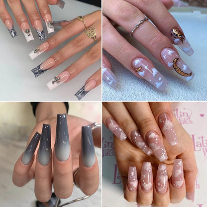 100 Pcs Long Square French Coffin Nail Tips Full Cover