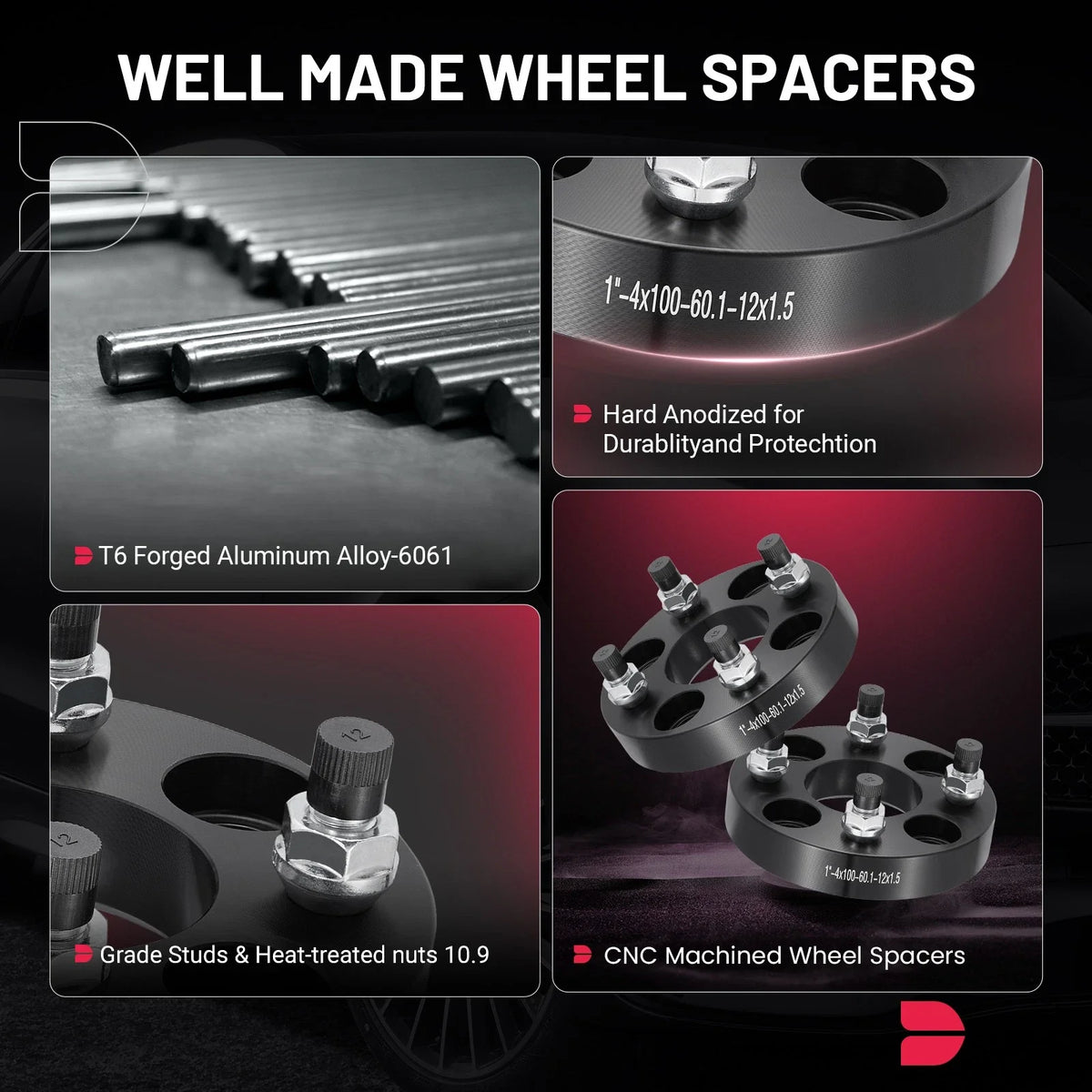 4x100 1" Wheel Spacers for Honda Civic Acura Scion xB xA Mazda Miata (2012–2024)