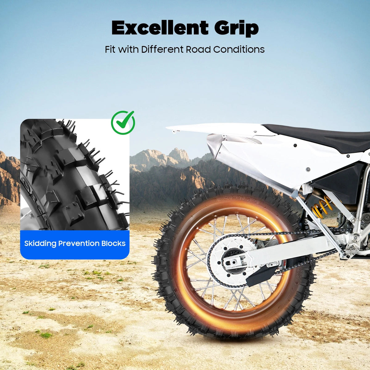 2X Wear-Resistant Tire for Honda CRF50 XR50 BBR KLX 2.50-10