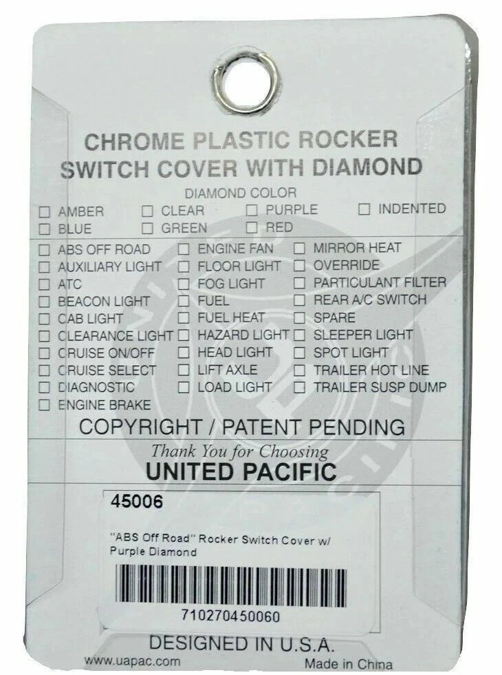Rocker Switch Actuator Cover for Peterbilt (45006) - Off Road, Purple Jewel