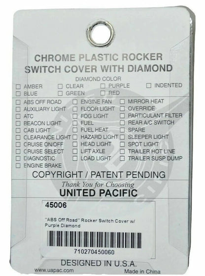Rocker Switch Actuator Cover for Peterbilt (45006) - Off Road, Purple Jewel