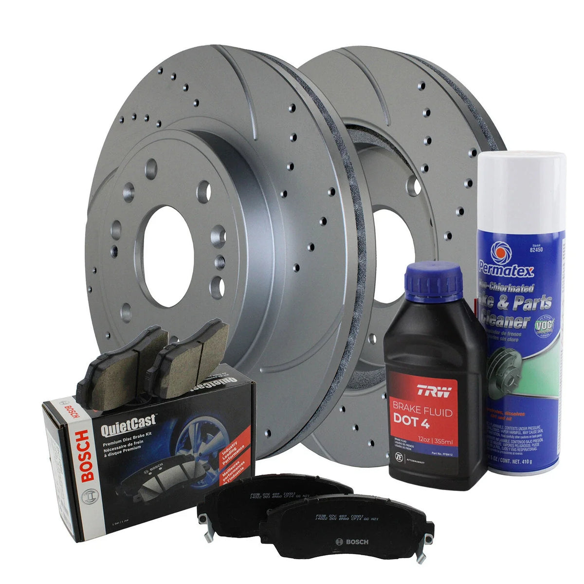 Front Brake Kit 330mm Drilled Rotors & Bosch Pads for Cadillac Chevy GMC