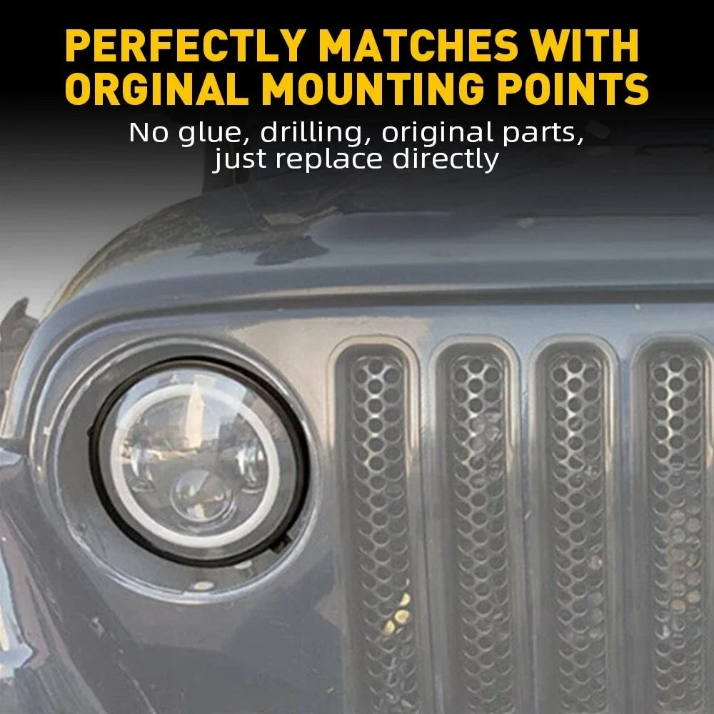 7" Headlight Mounting Ring Bracket Black for Jeep Wrangler JK JKU (2007–2018)
