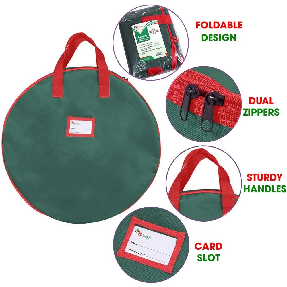 2X Christmas Wreath Storage Bag 24" for Artificial Wreaths