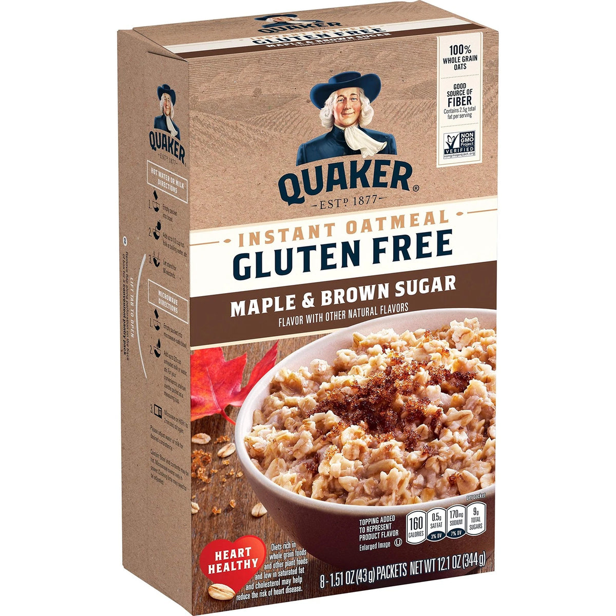 Quaker Instant Oatmeal Gluten Free Maple & Brown Sugar (12.1 Oz)