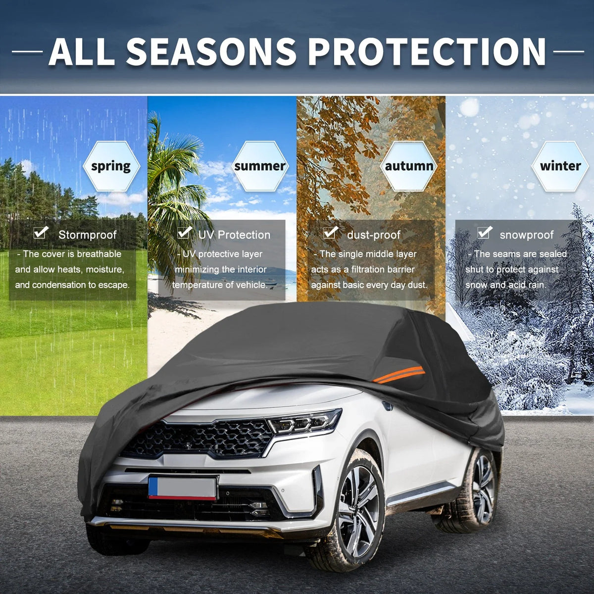 Waterproof 210D-PU Car Cover for Kia Sorento (2016–2023)