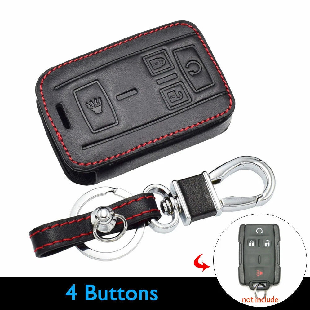 Leather Key Fob Cover Case for GMC Sierra, Chevrolet Silverado (223)