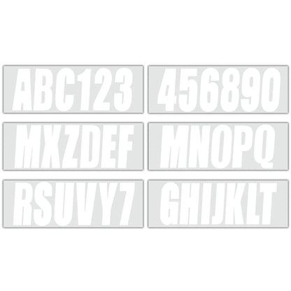 Set of 4 White PWC ID Numbers Decals Registration Stickers (0-9, A-Z)