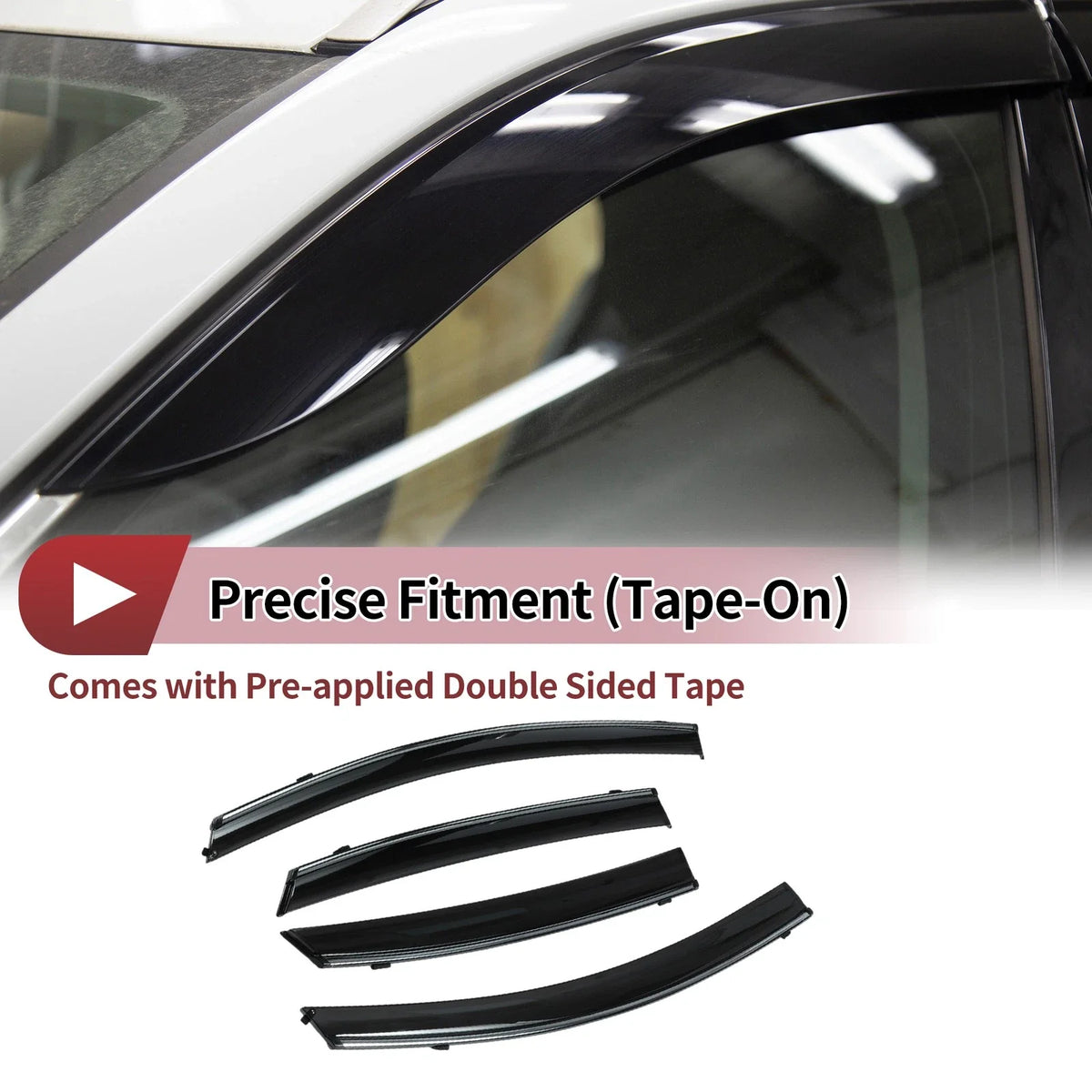 Set of 4 Window Deflectors for Nissan Sentra (2013–2019) Black Vent Visor