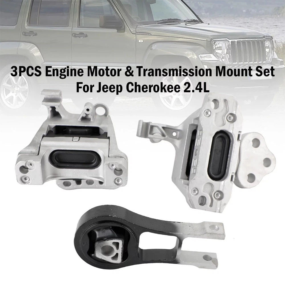 3Pcs Engine Motor & Transmission Mount Set for Jeep Cherokee (2014–2019) 3308, 3378, 3380