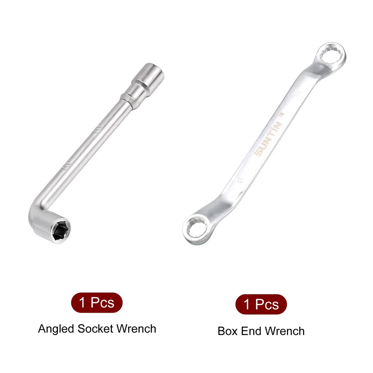 Set of 2 L Shaped Angled Double Box End Wrenches for Metric Applications