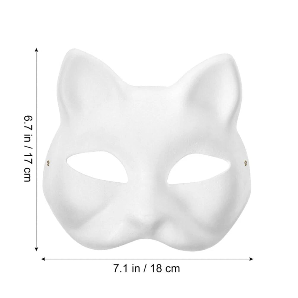 20Pcs Therian Mask White Cat Fox for DIY Painting