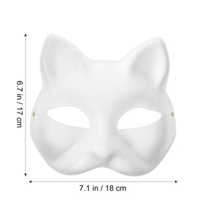 20Pcs Therian Mask White Cat Fox for DIY Painting