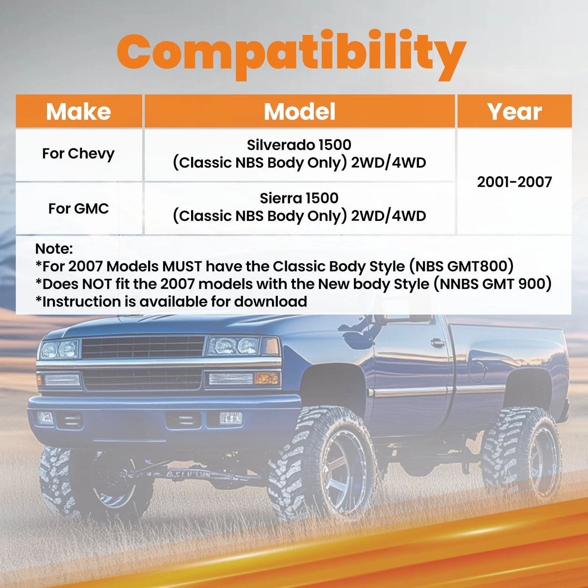 Rear C-Notch Bump Stops for Chevy Silverado 1500 Classic (2001–2007) WUK05T