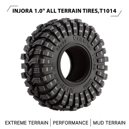1.0 All Terrain Tires for INJORA S5 (62mm×22mm) - Super Soft Sticky, Black