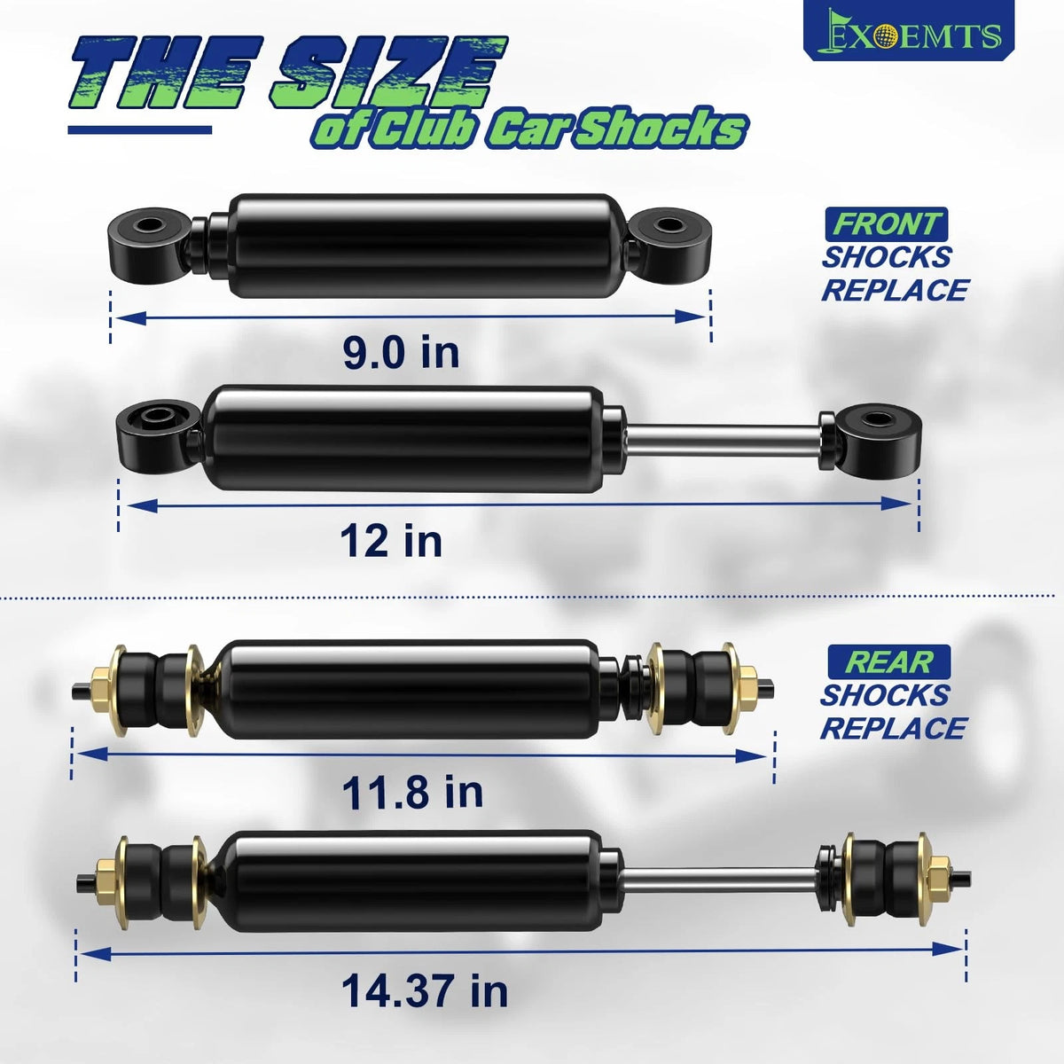 Front Rear Shocks for Club Car DS (1988–Present) - Black