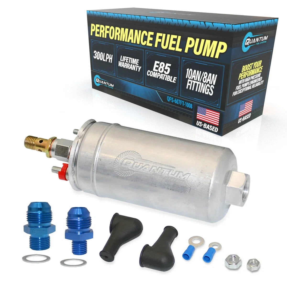 300LPH Fuel Pump + 10AN In / 8AN Out Fittings for Chevy Corvette (1997–2007)
