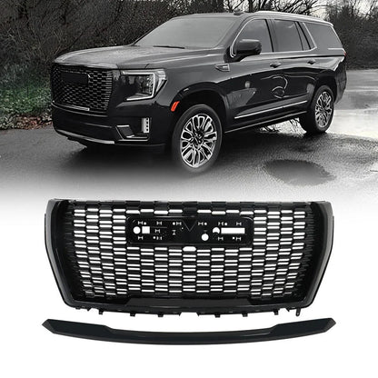 Front Upper Grille Hood Molding for Yukon / Yukon XL (2021–2023) Gloss Black