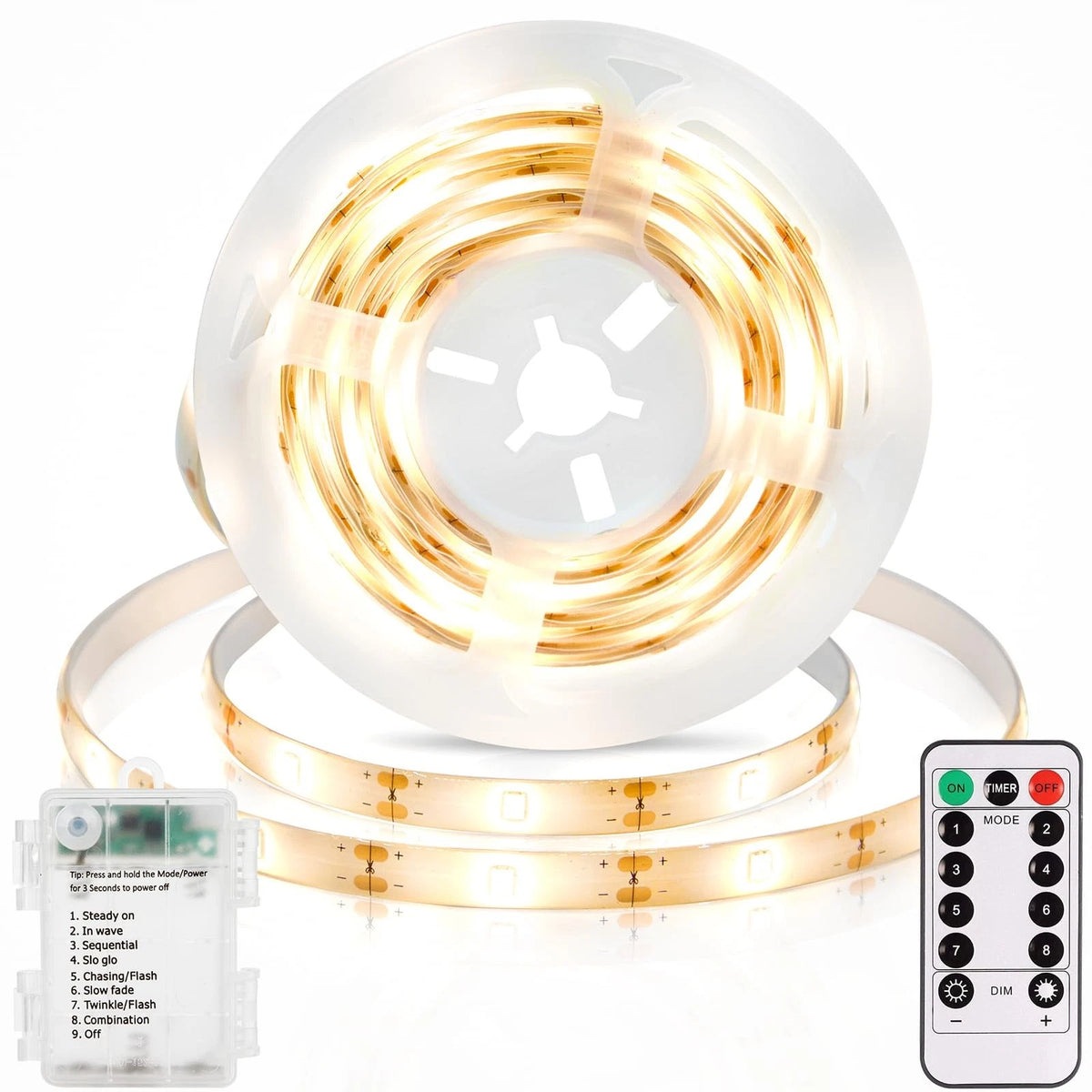 3.3FT Battery Operated Warm White LED Strip Lights