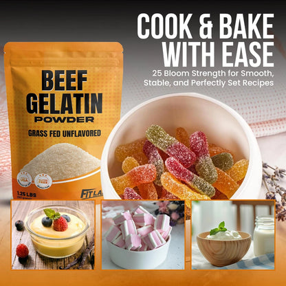 Beef Gelatin Powder for Unflavored Grass-Fed (Pack of 1) 6 oz