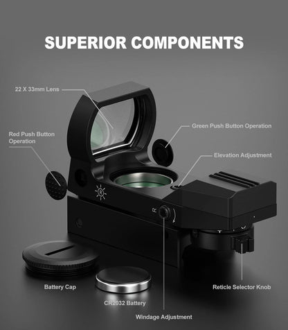 Feyachi Reflex Sight for Universal Fit (Adjustable Red Green Dot)