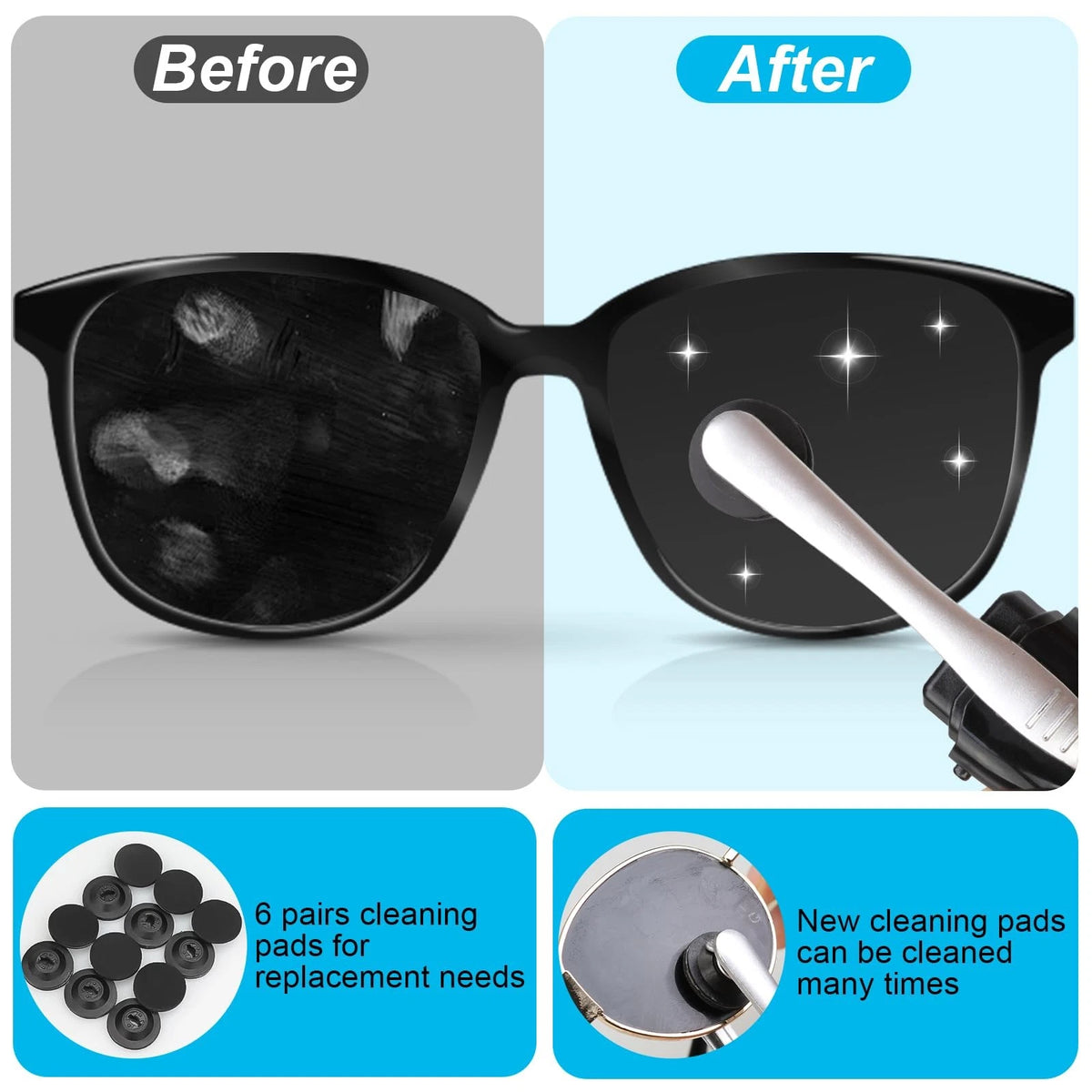 12 Pcs Eyeglass Cleaner Replacement Pads for Peeps CarbonKlean