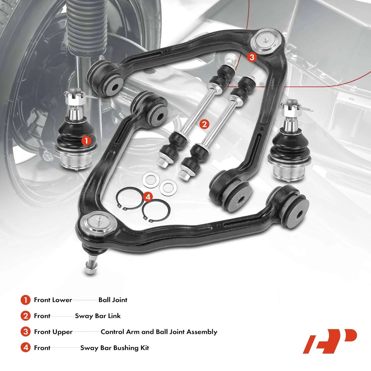 Set of 8 Front Control Arm Ball Joints for Chevy Express 1500 (2003–2014)