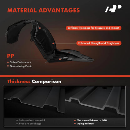 2X Front Inner Fender Liners with Insulation Foam for Nissan Altima (638416CA0A, 638406CA0A, NI1248166, NI1249166)