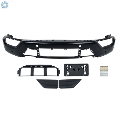 Front Bumper Face Bar 5PCS for Ford F150 (2021–2023) Steel Black w/ 6 Sensor Holes