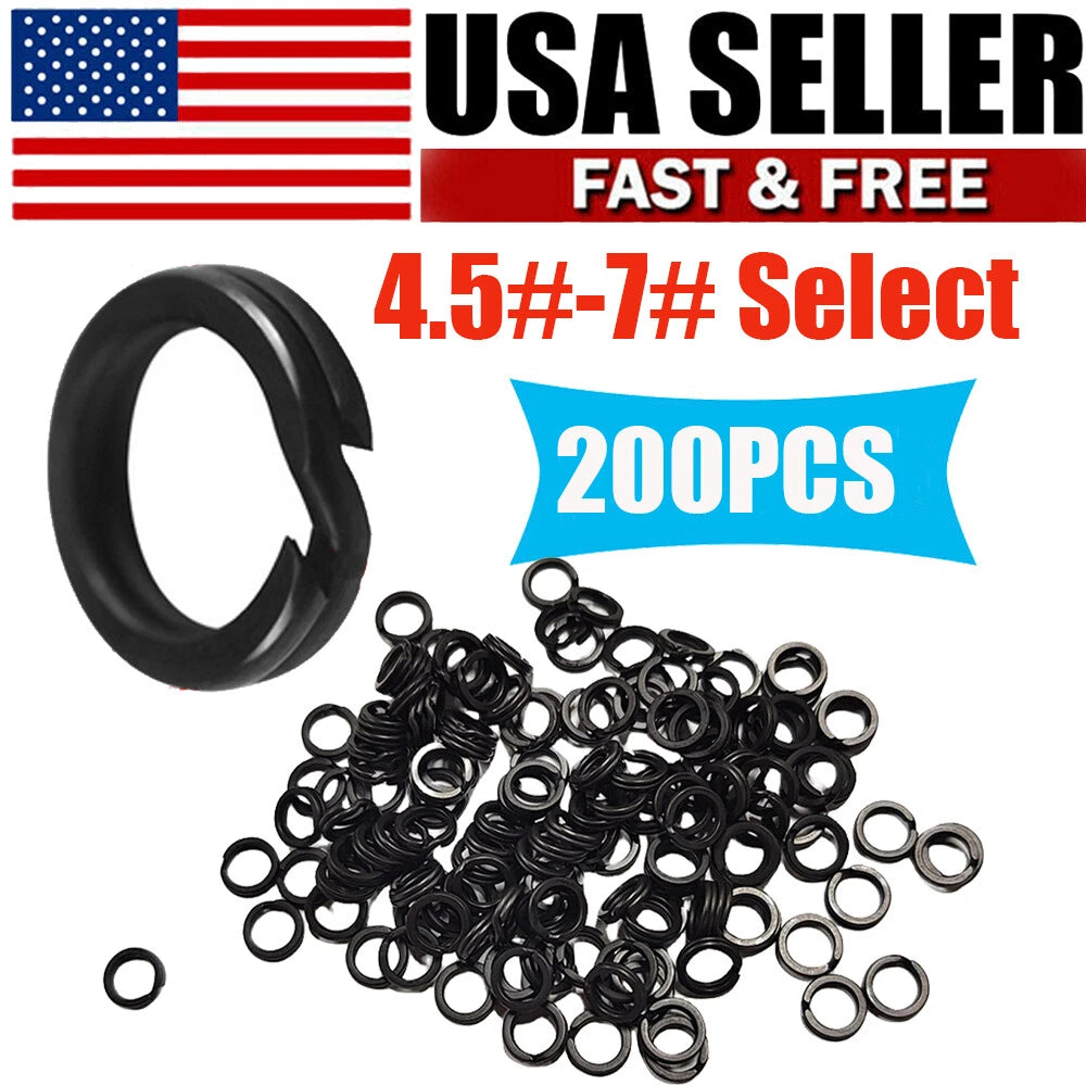 200pcs Heavy Duty Stainless Steel Fishing Split Rings for Big Game