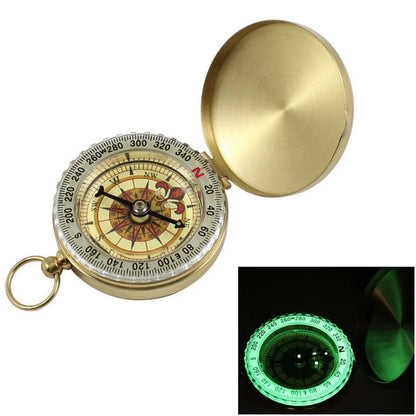 Luminous Brass Pocket Watch Style Military Compass Keychain