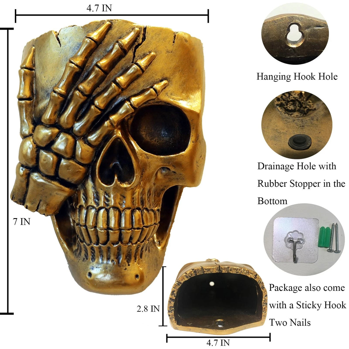 Skull Fence Planter for Outdoor Plants (Indoor/Outdoor)