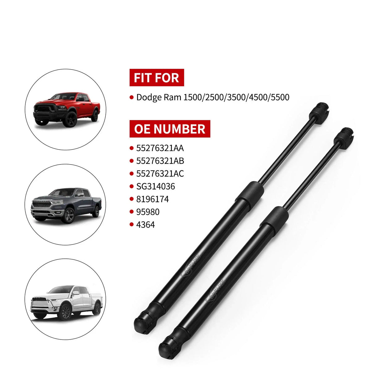Hood Lift Supports for Dodge Ram 1500 2500 3500 (2002–2010)