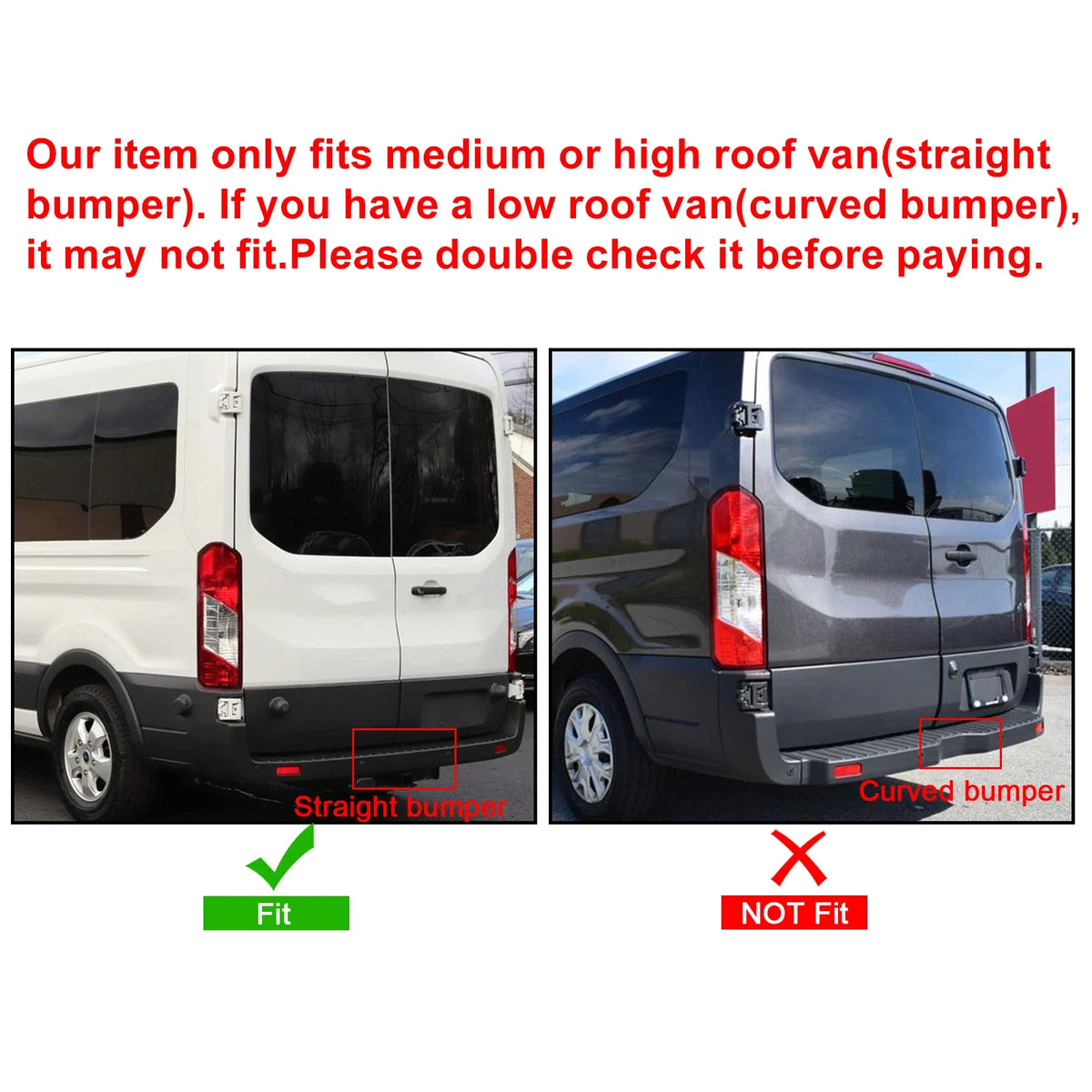 Rear Bumper Cover with Side End Cap for Ford Transit 150 250 350 (2015–2024)