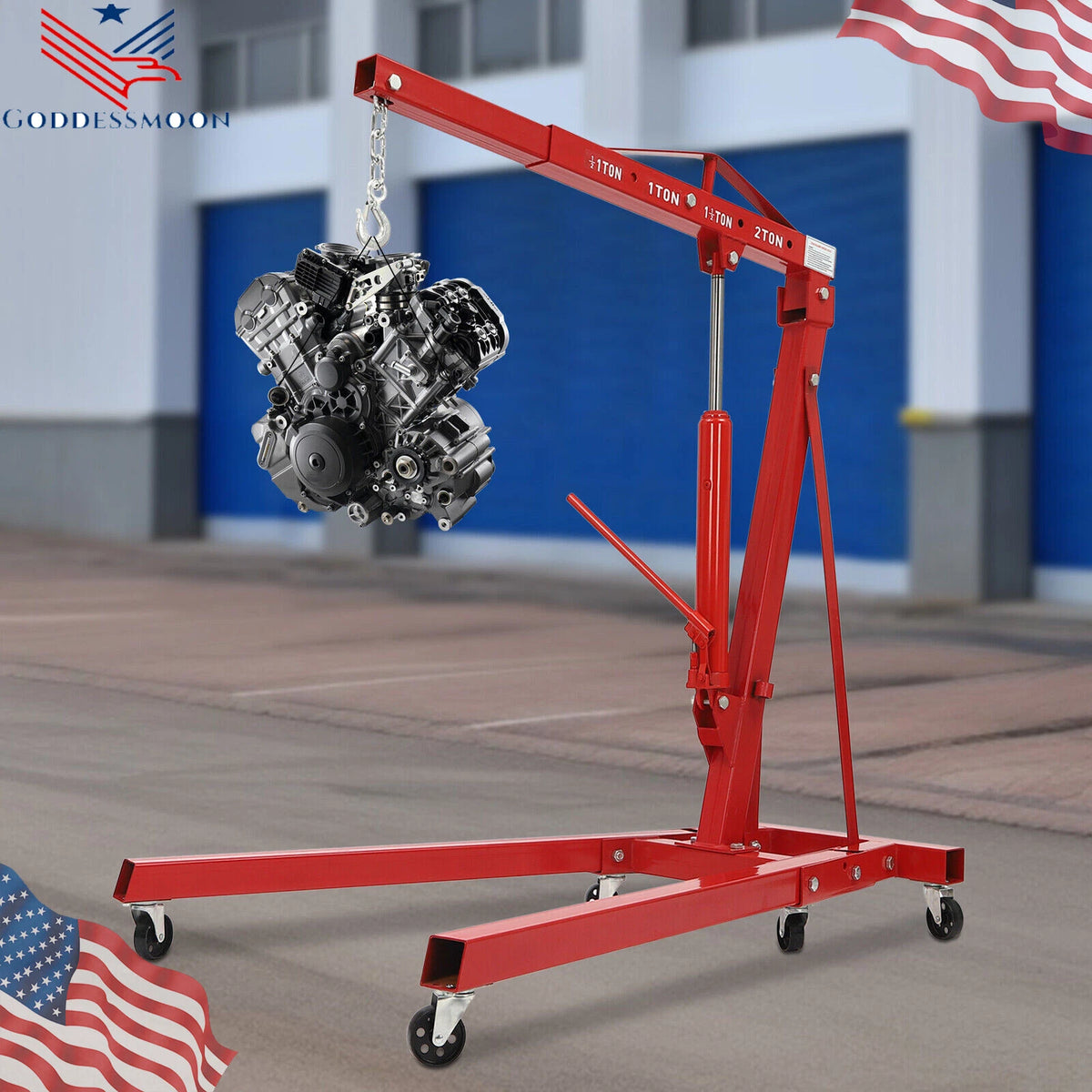2 Ton Heavy Duty Engine Hoist Cherry Picker Lift (4409 lbs)