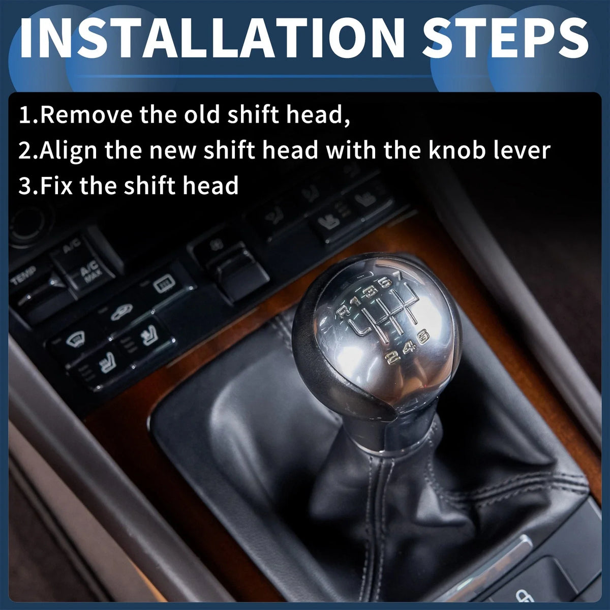 6 Speed Gear Shifter Knob with Cover for Volkswagen Passat (2008–2012)