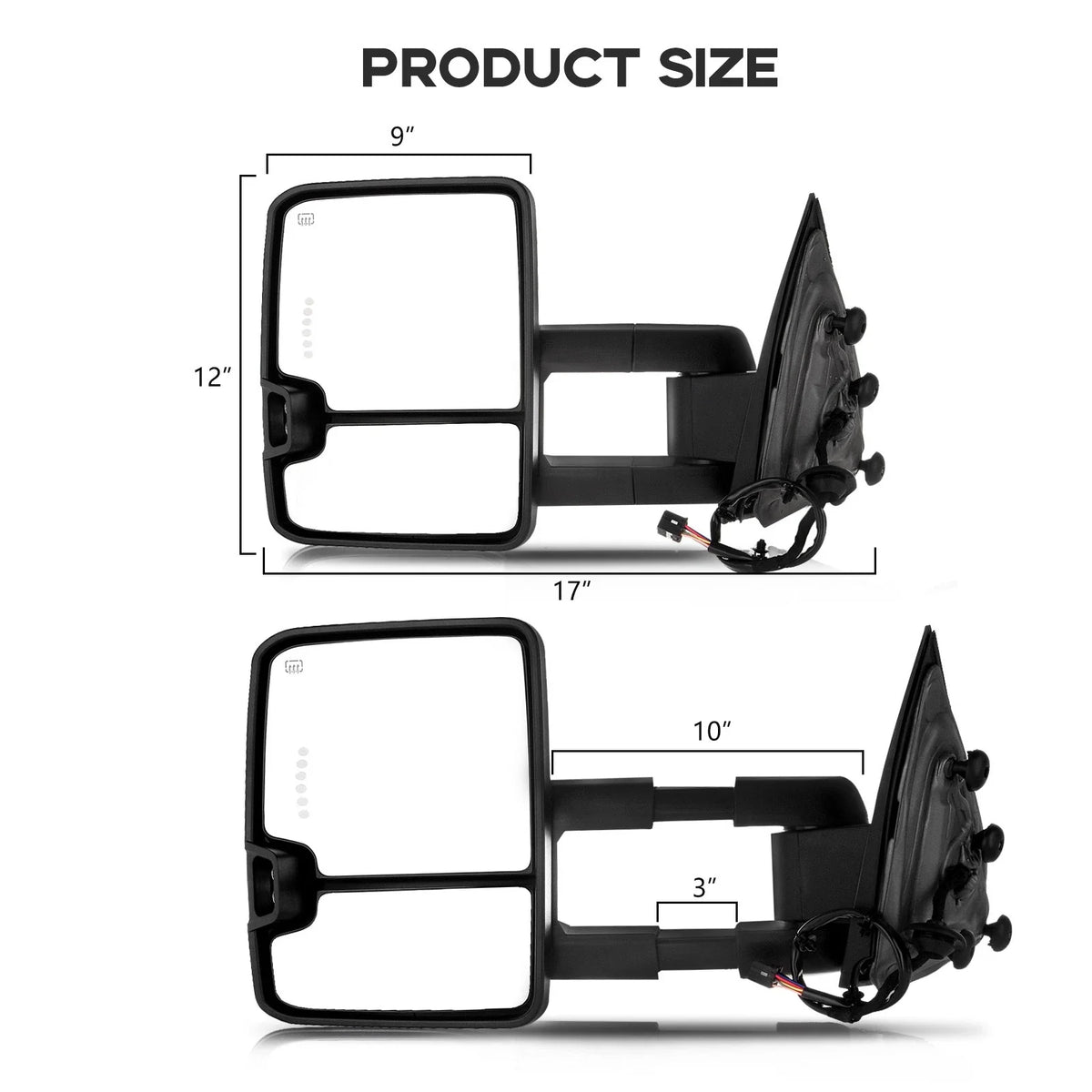 Set of 2 Chrome Power Heated Towing Mirrors for Silverado Sierra (2014–2018)