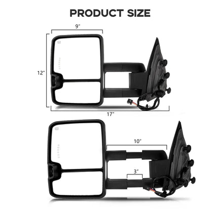 Set of 2 Chrome Power Heated Towing Mirrors for Silverado Sierra (2014–2018)