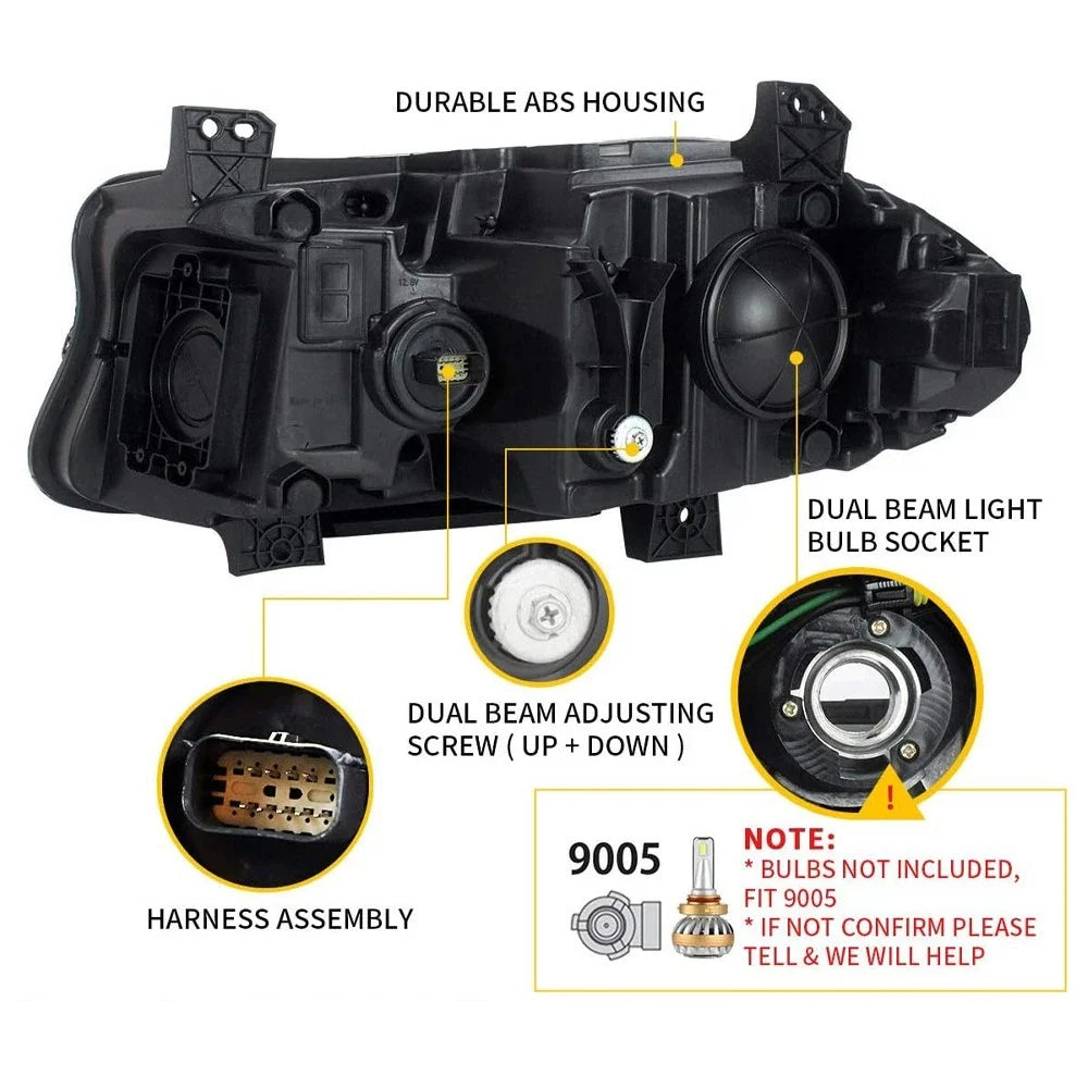 LED Projector Headlights for Dodge Charger (2015–2021) L+R RGB Color Change
