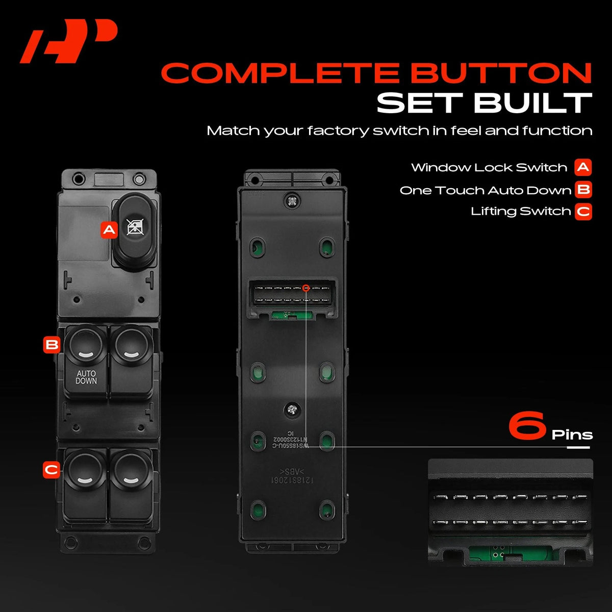 Front Left Power Window Switch for Hyundai Accent (2012) 1S17166, 935701R100S4, DWS1855