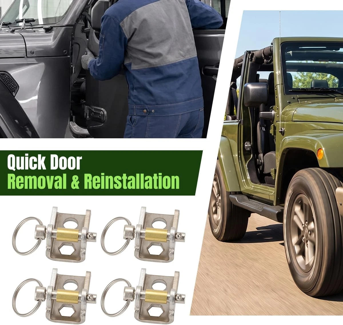 Set of 4 Quick Connect Door Bracket Assembly for Jeep Wrangler & Gladiator (2018+)