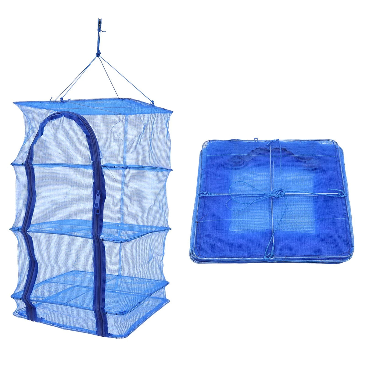 4-Layer Hanging Mesh Drying Rack for Fish - Foldable with Zipper