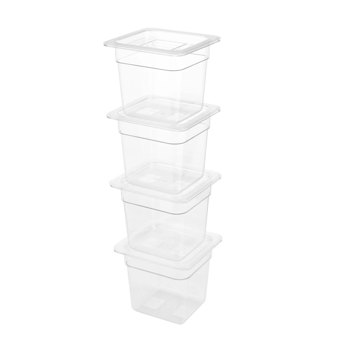 Set of 8 Clear Food Pans with Lids for Commercial Storage