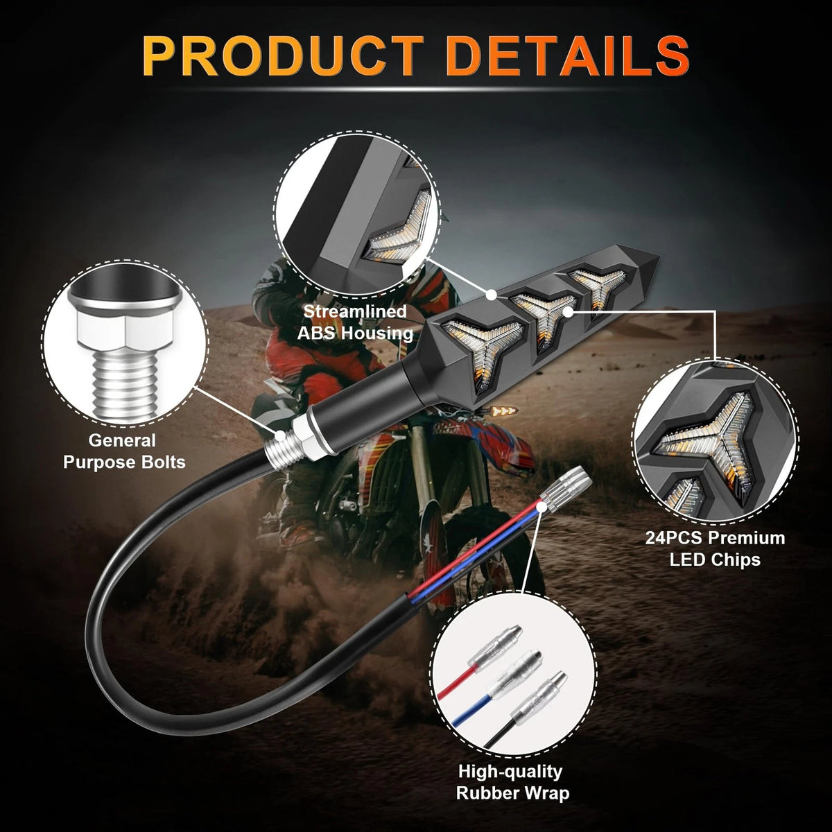 4X Y-Shaped LED Turn Signals for Motorcycle