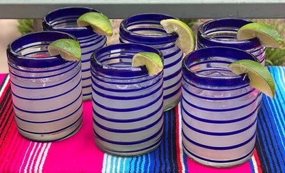 Set of 6 Hand Blown Mexican Tumbler Glasses