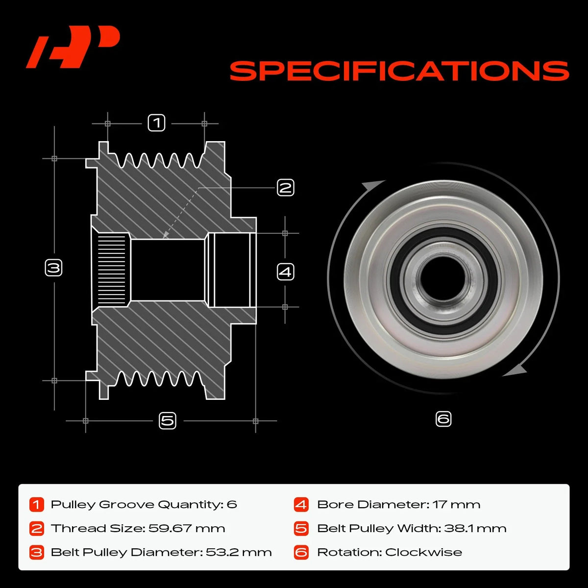 Alternator Clutch Pulley for Ford Crown Victoria Mercury (1992–2011)