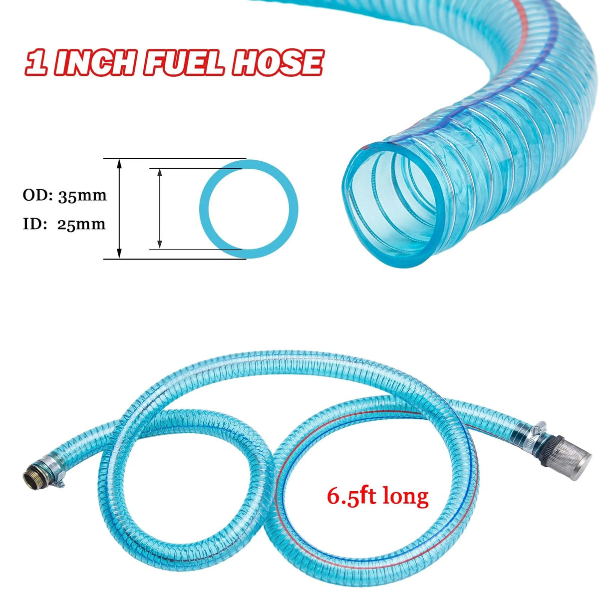 1 Inch Fuel Hose for Transfer Applications (Transparent)