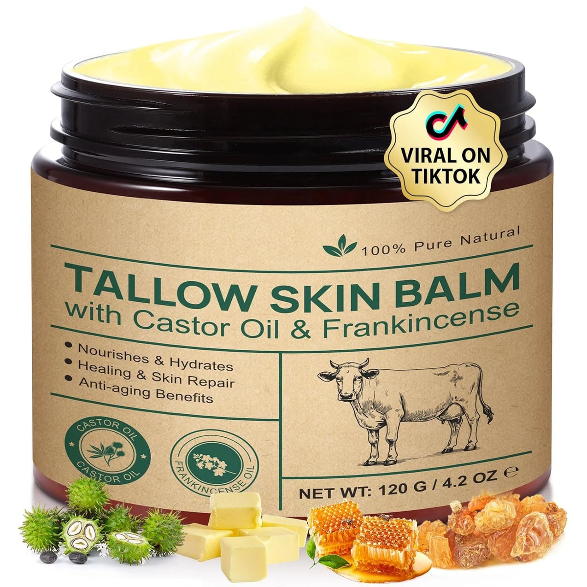 Beef Tallow for Skin & Face Cream 120g Organic